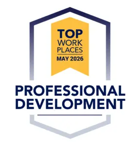 TWP-CE_Professional_Development_May_2026 Shield-shaped logo for 'Top Work Places May 2026' with a yellow badge containing the text and the words 'Professional Development' below.