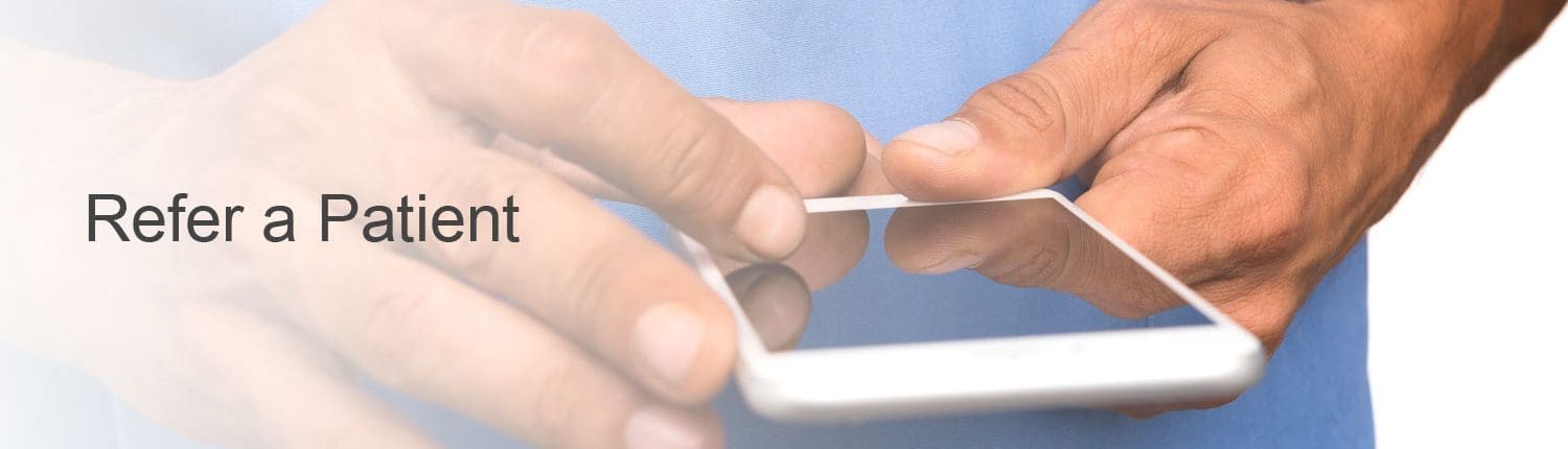 Doctor using smart phone to refer a patient