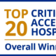 National Rural Health Association Top 20 Critical Access Hospital 2026 Overall Winner badge with logo on white and blue border.